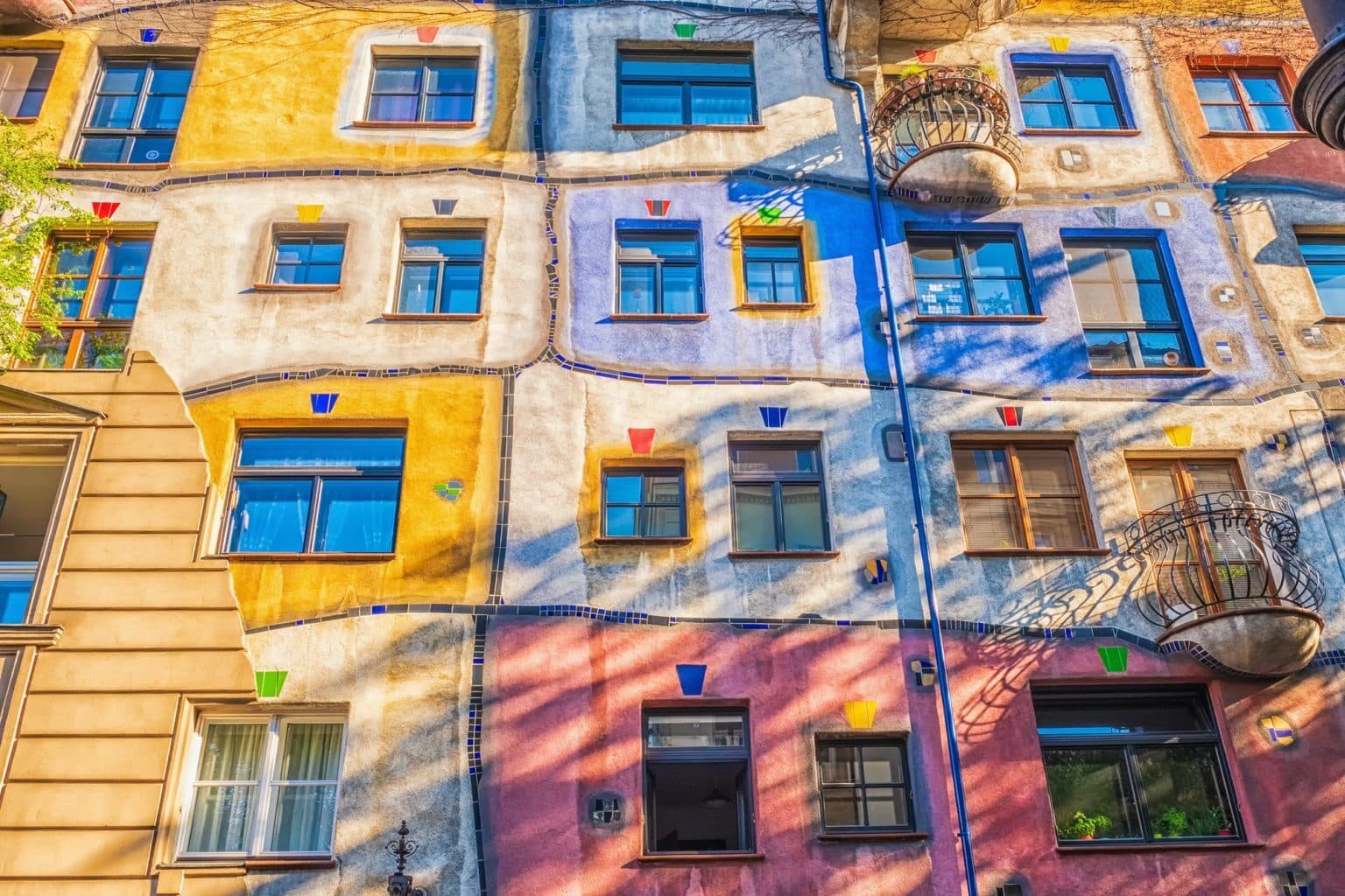 Blick auf das Hundertwasserhaus in Wien