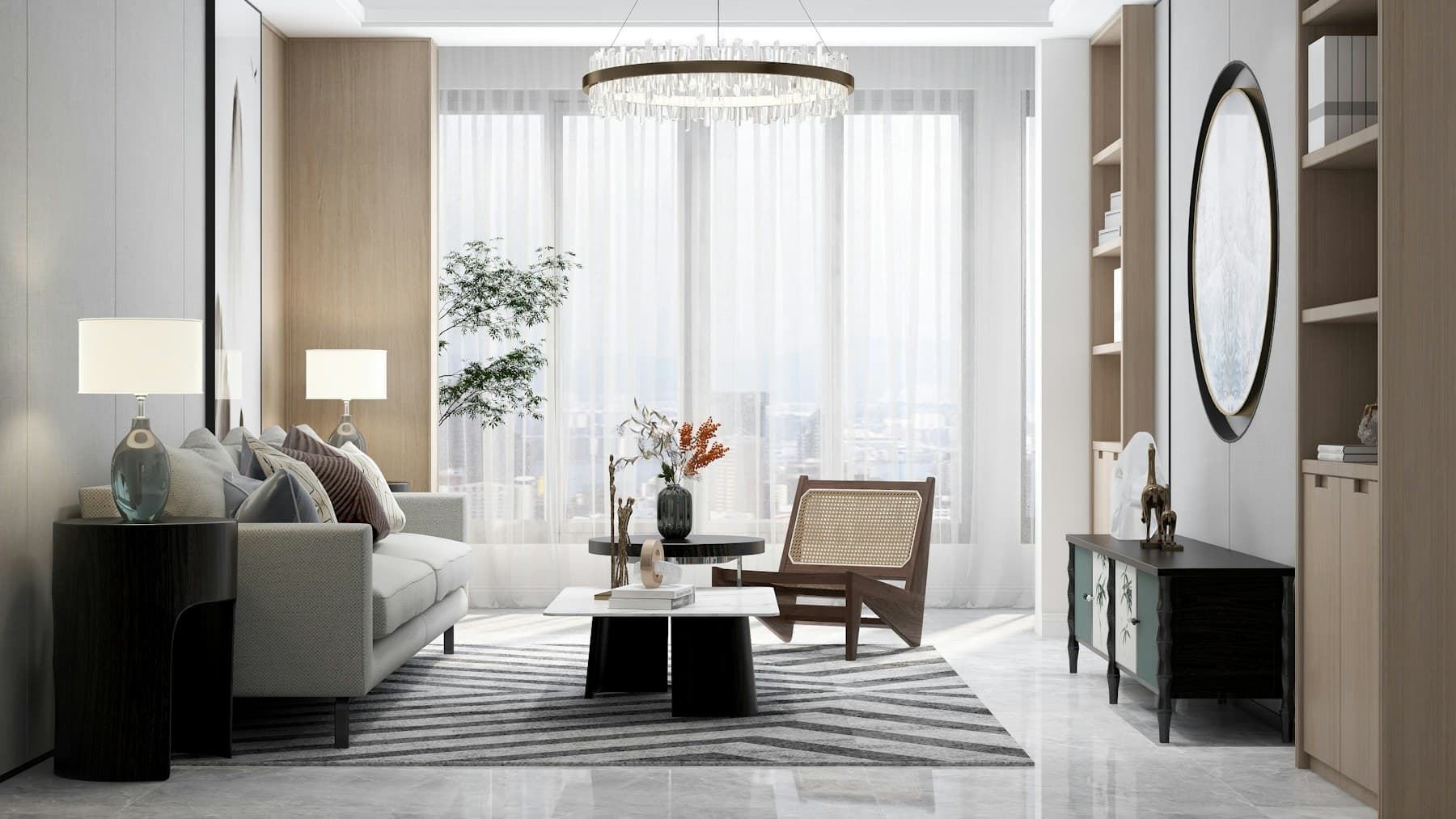 Helles modernes Wohnzimmer als Beispiel für eine Anlegerwohnung
