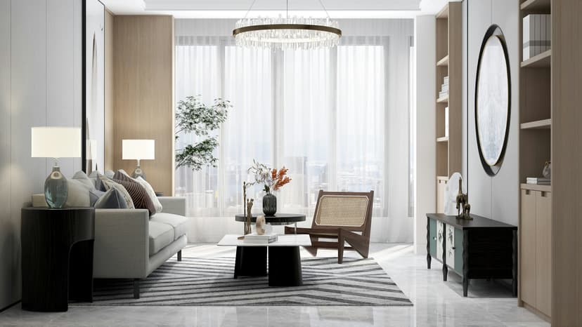 Helles modernes Wohnzimmer als Beispiel für eine Anlegerwohnung